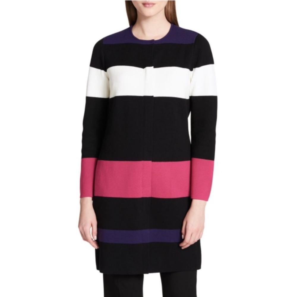 Calvin Klein Striped Zip-Front Topper Jacket
